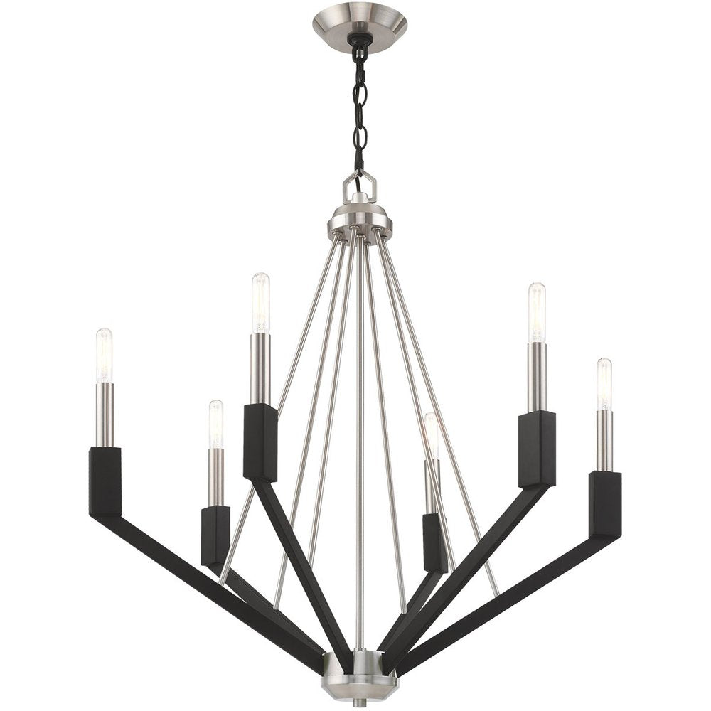 Six Light Dimmable Chandelier With Shades