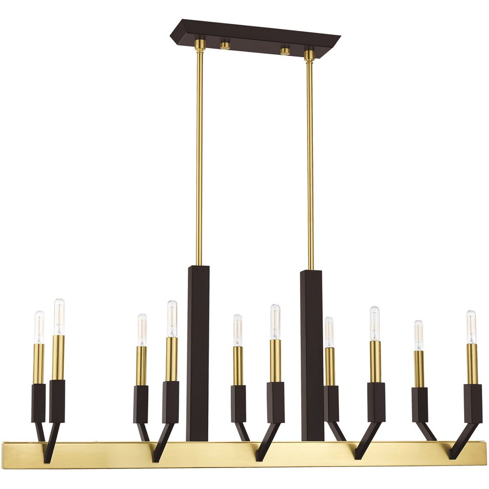 Bronze Ten Light Metal Dimmable Chandelier With Shades