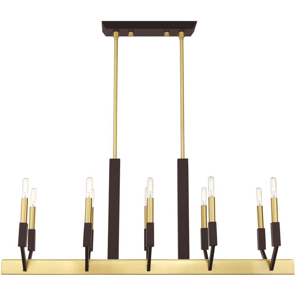 Bronze Ten Light Metal Dimmable Chandelier With Shades