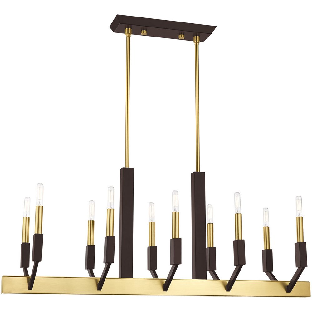 Bronze Ten Light Metal Dimmable Chandelier With Shades