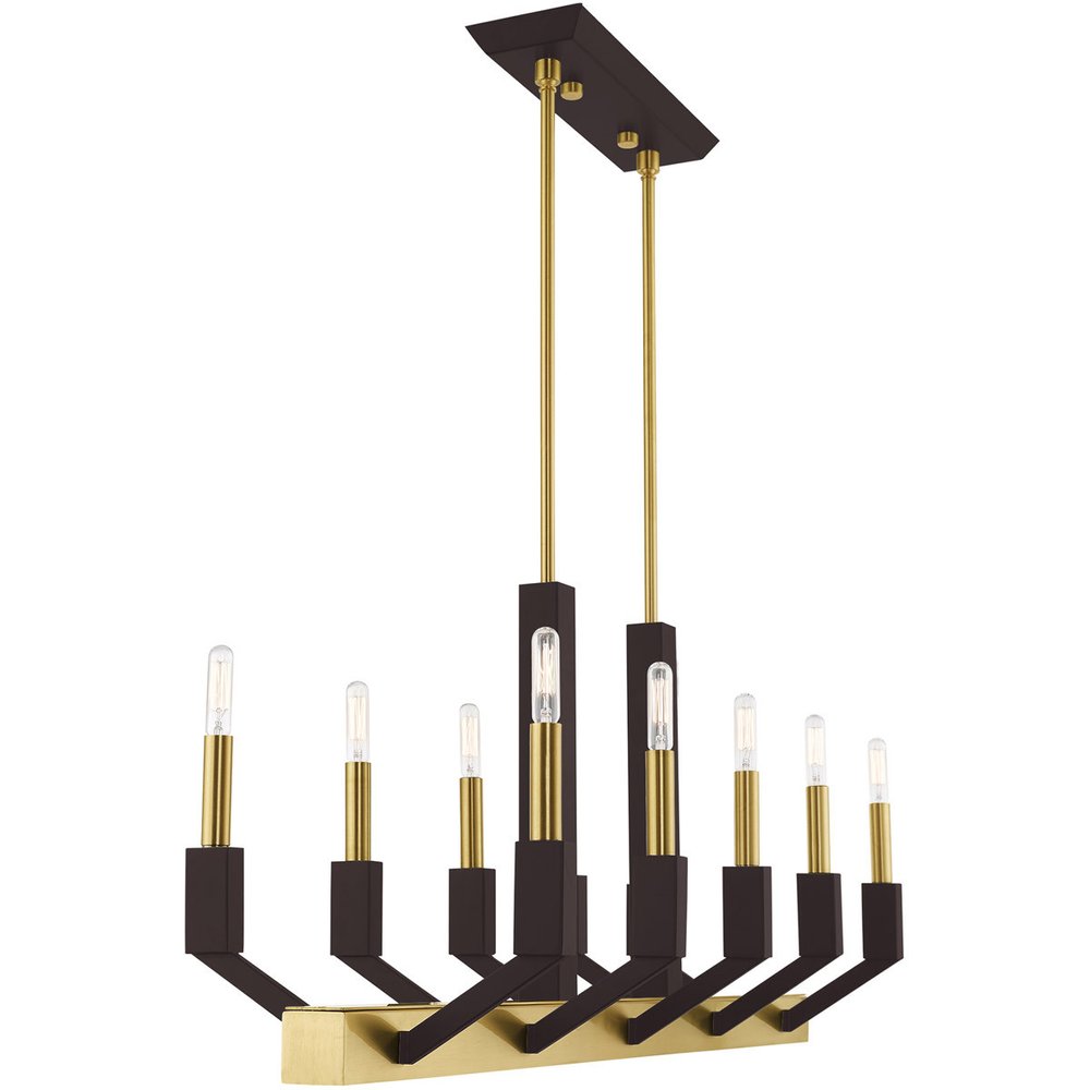 Bronze Ten Light Metal Dimmable Chandelier With Shades