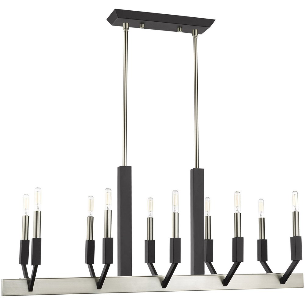 Nickel Ten Light Metal Dimmable Chandelier With Shades