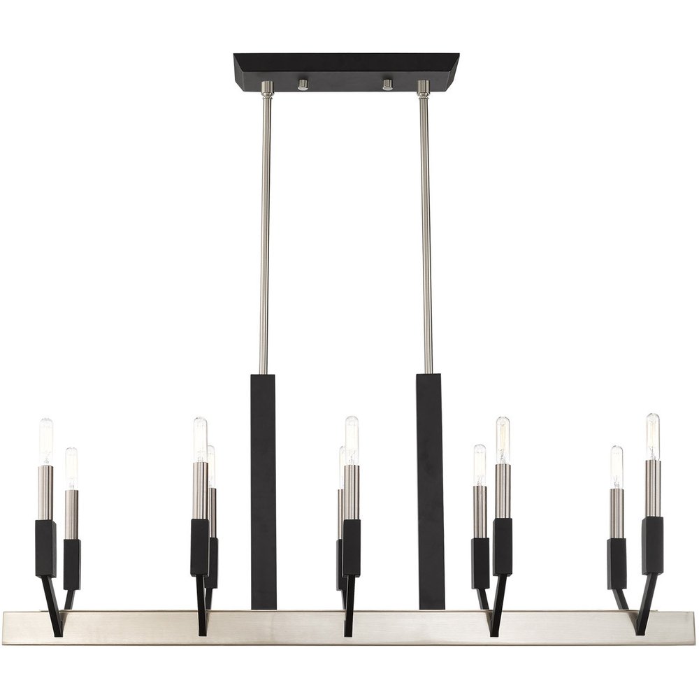 Nickel Ten Light Metal Dimmable Chandelier With Shades