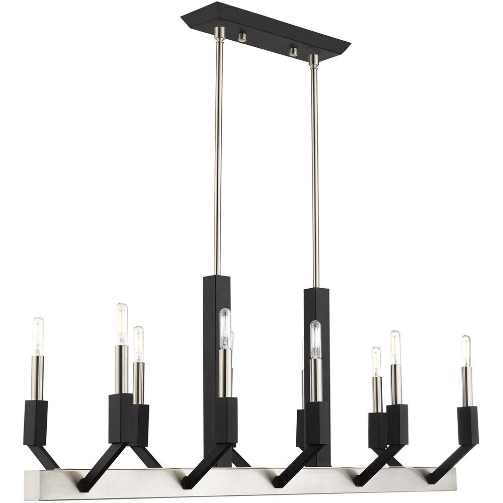 Nickel Ten Light Metal Dimmable Chandelier With Shades
