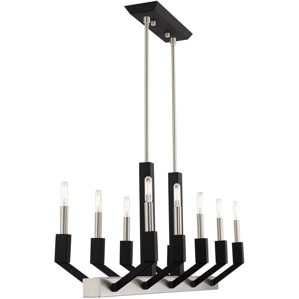 Nickel Ten Light Metal Dimmable Chandelier With Shades