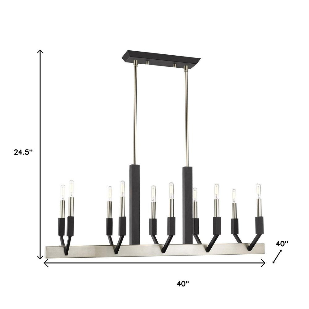 Nickel Ten Light Metal Dimmable Chandelier With Shades