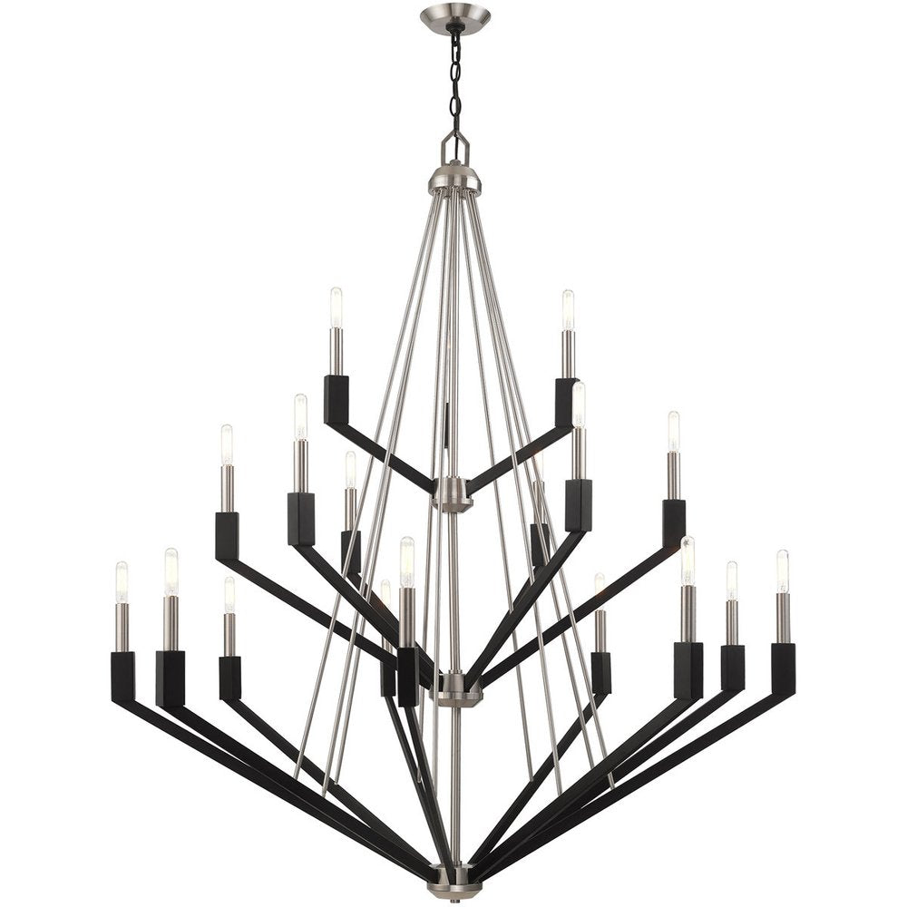 Nickel Multi Light Metal Dimmable Chandelier With Shades