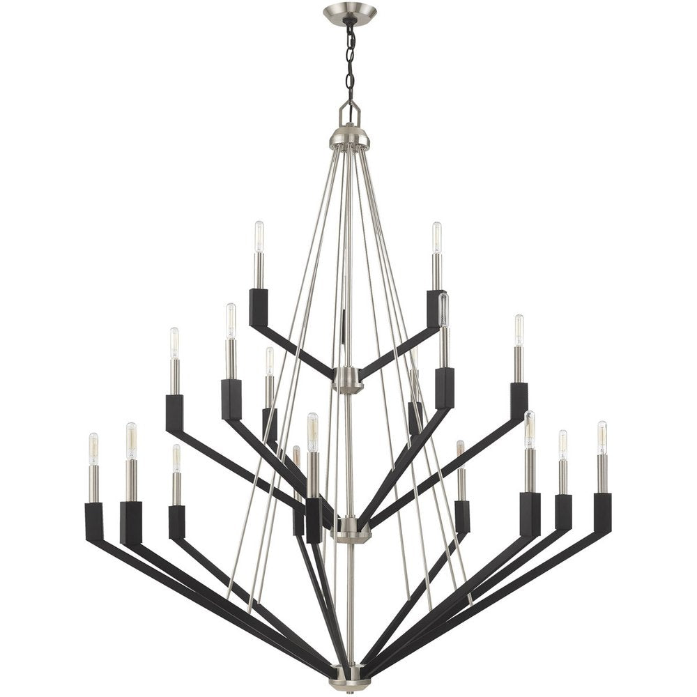 Nickel Multi Light Metal Dimmable Chandelier With Shades