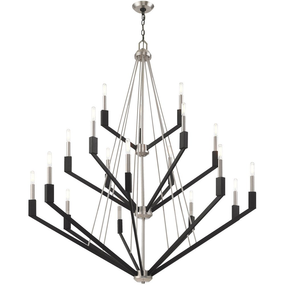 Nickel Multi Light Metal Dimmable Chandelier With Shades