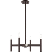 Bronze Four Light Dimmable Chandelier With Shades