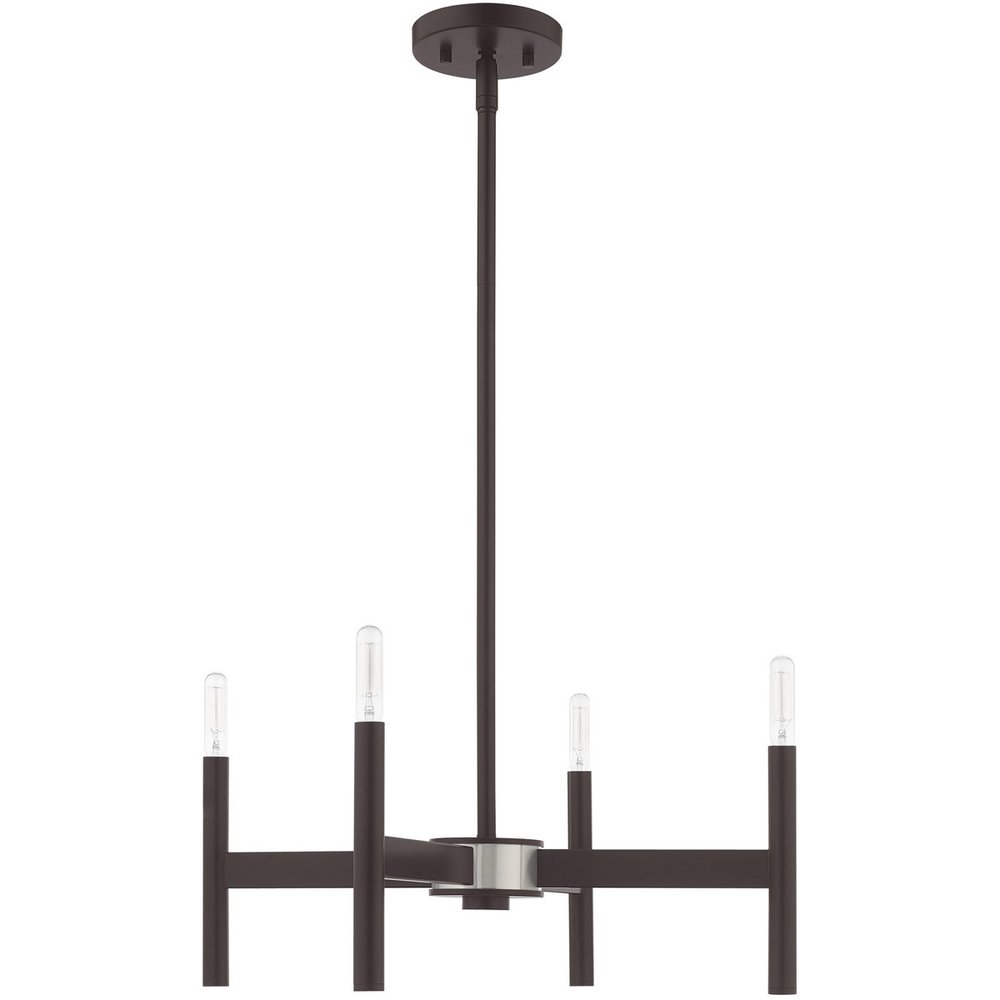 Bronze Four Light Dimmable Chandelier With Shades