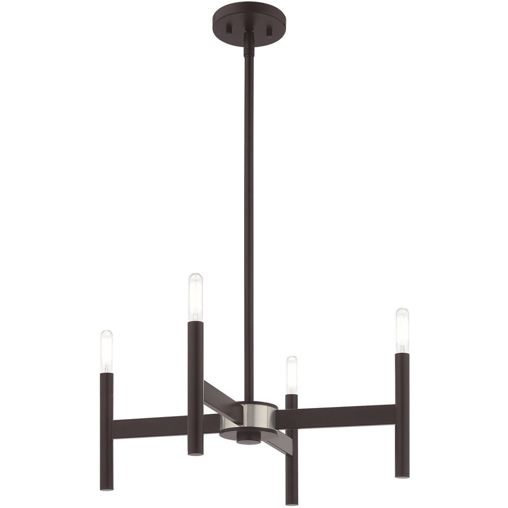 Bronze Four Light Dimmable Chandelier With Shades