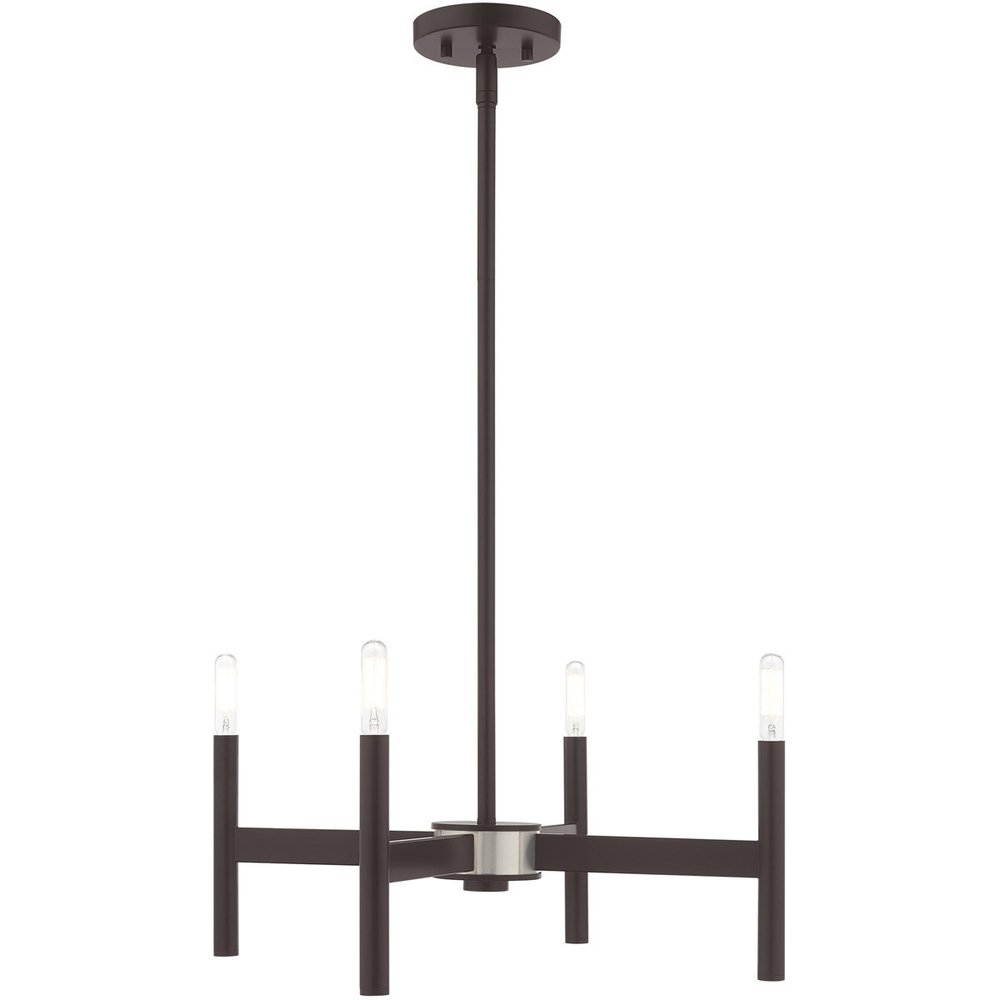 Bronze Four Light Dimmable Chandelier With Shades