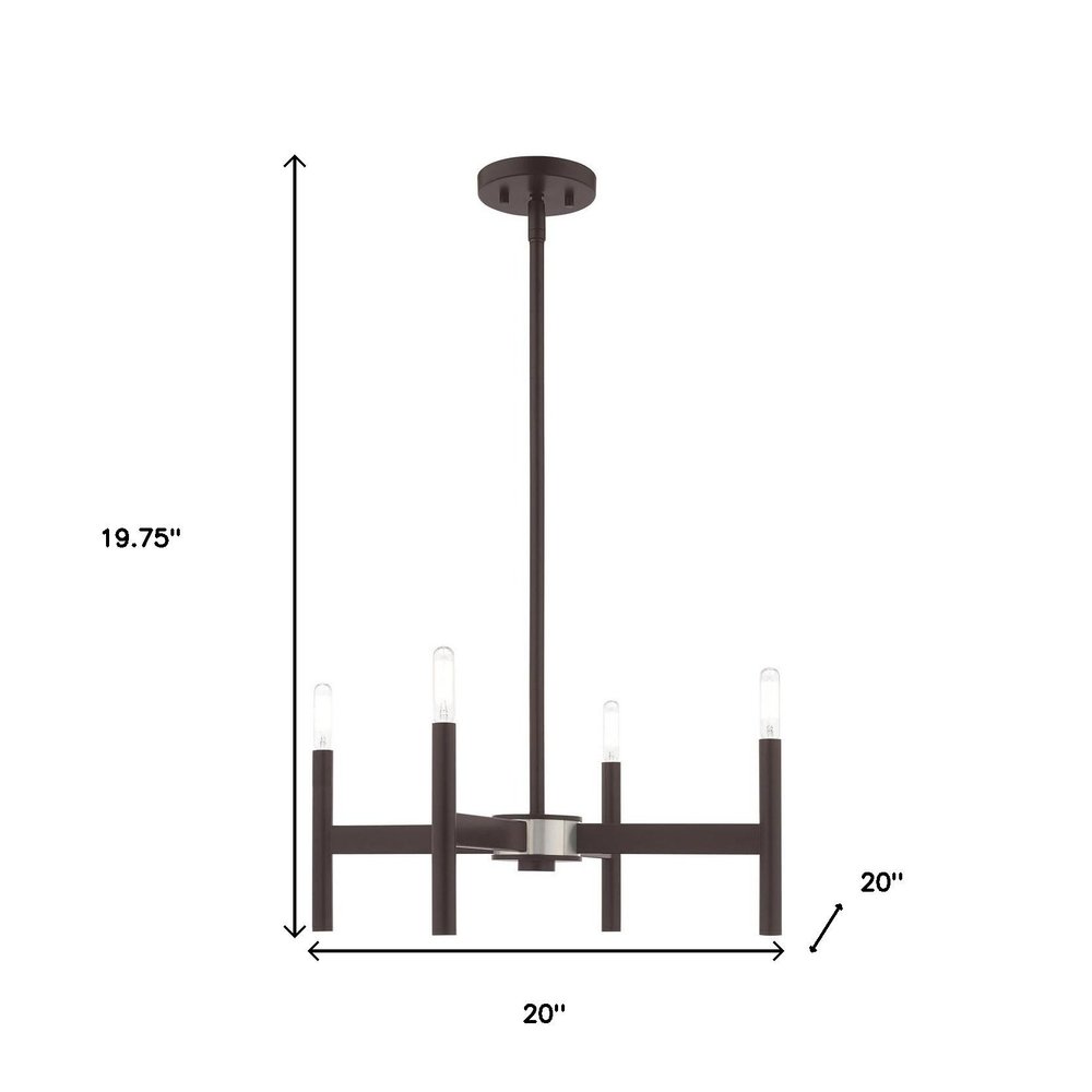 Bronze Four Light Dimmable Chandelier With Shades