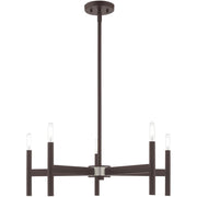 Bronze Five Light Dimmable Chandelier With Shades