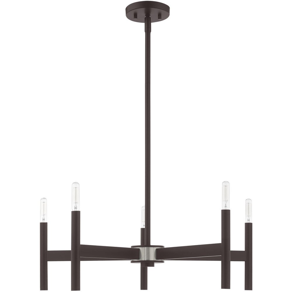 Bronze Five Light Dimmable Chandelier With Shades