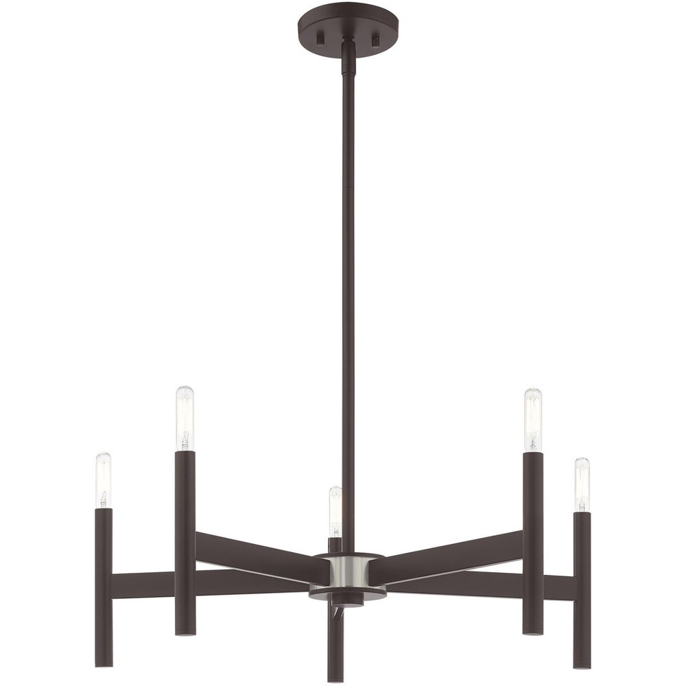 Bronze Five Light Dimmable Chandelier With Shades