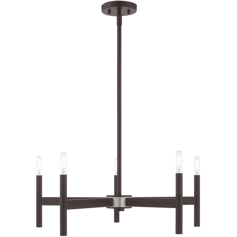 Bronze Five Light Dimmable Chandelier With Shades