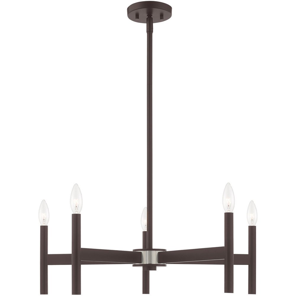 Bronze Five Light Dimmable Chandelier With Shades