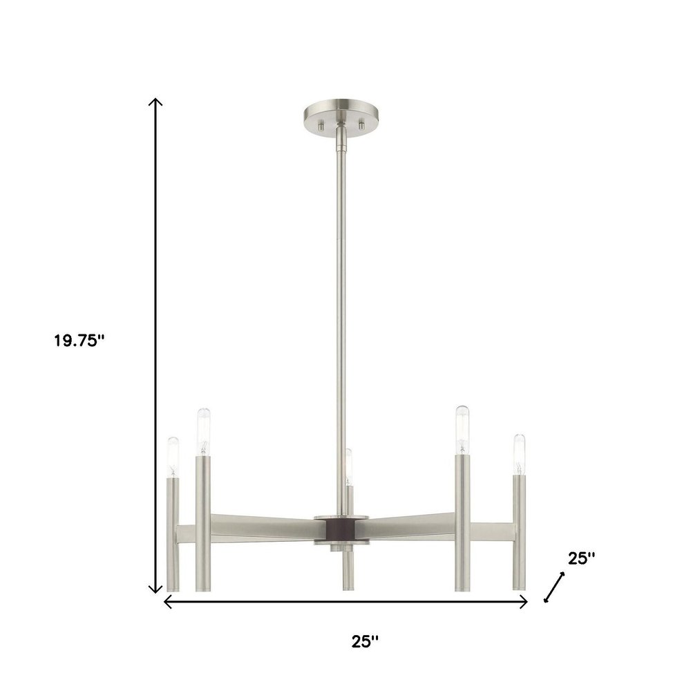 Five Light Dimmable Chandelier With Shades