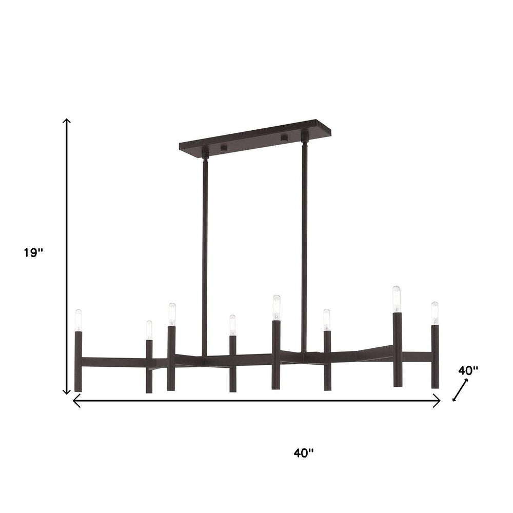 Bronze Eight Light Dimmable Chandelier With Shades