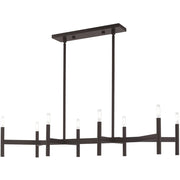 Bronze Eight Light Dimmable Chandelier With Shades