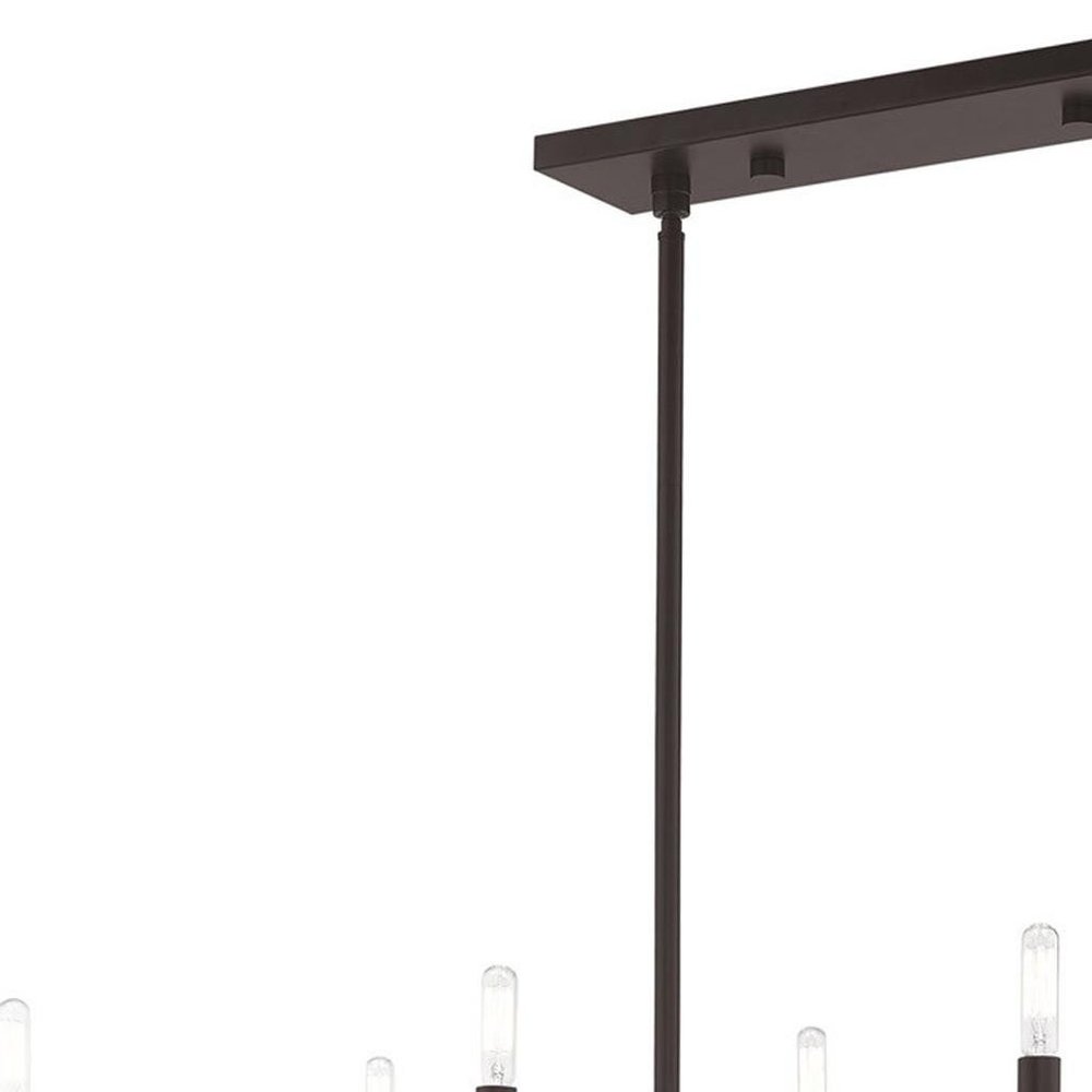 Bronze Eight Light Dimmable Chandelier With Shades