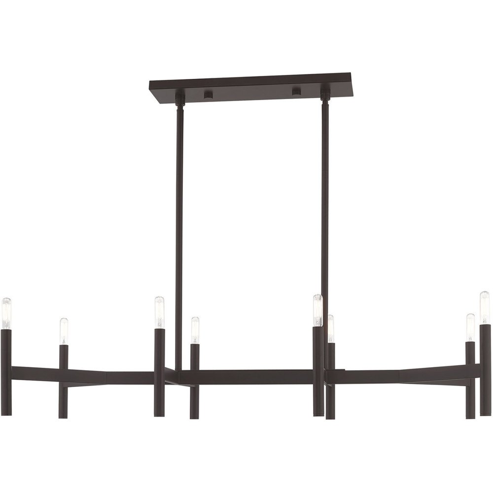 Bronze Eight Light Dimmable Chandelier With Shades
