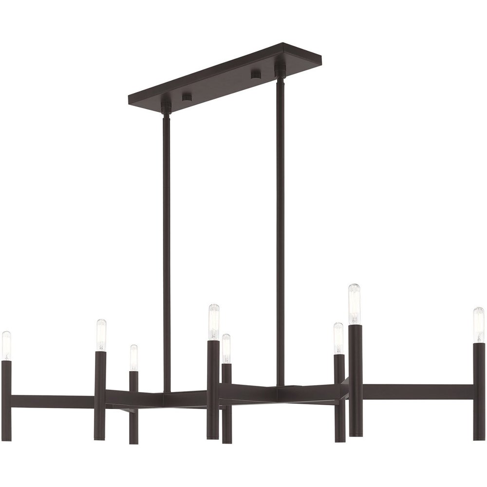 Bronze Eight Light Dimmable Chandelier With Shades