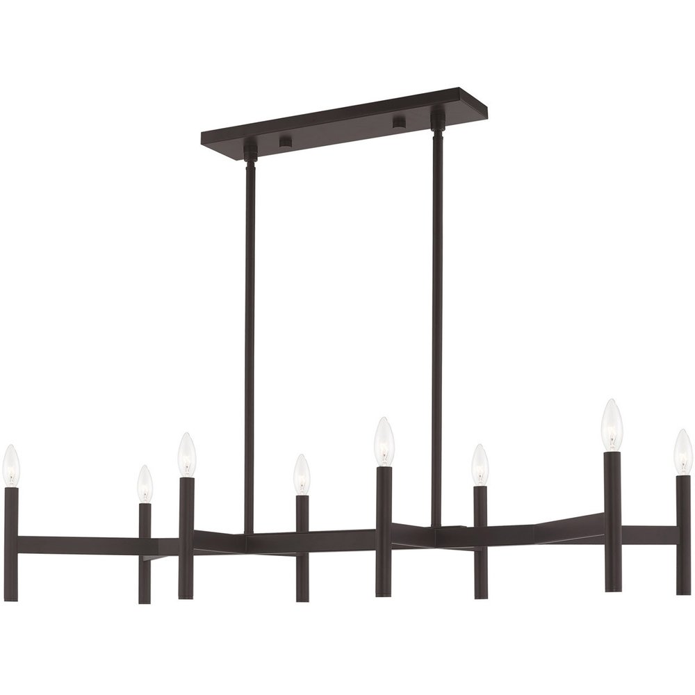Bronze Eight Light Dimmable Chandelier With Shades