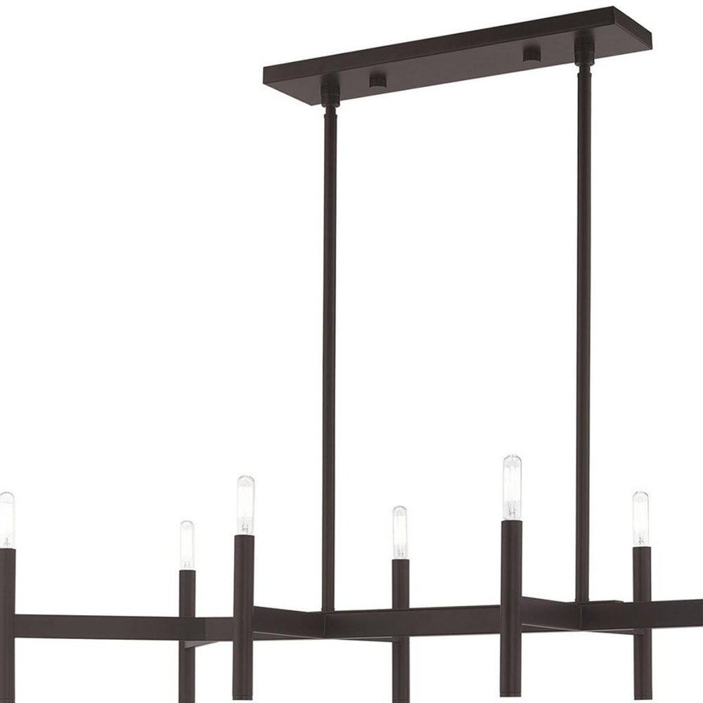 Bronze Eight Light Dimmable Chandelier With Shades