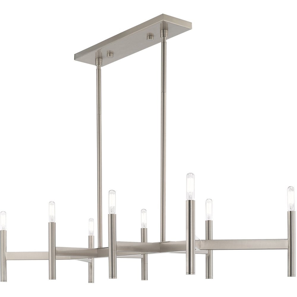 Eight Light Dimmable Chandelier With Shades
