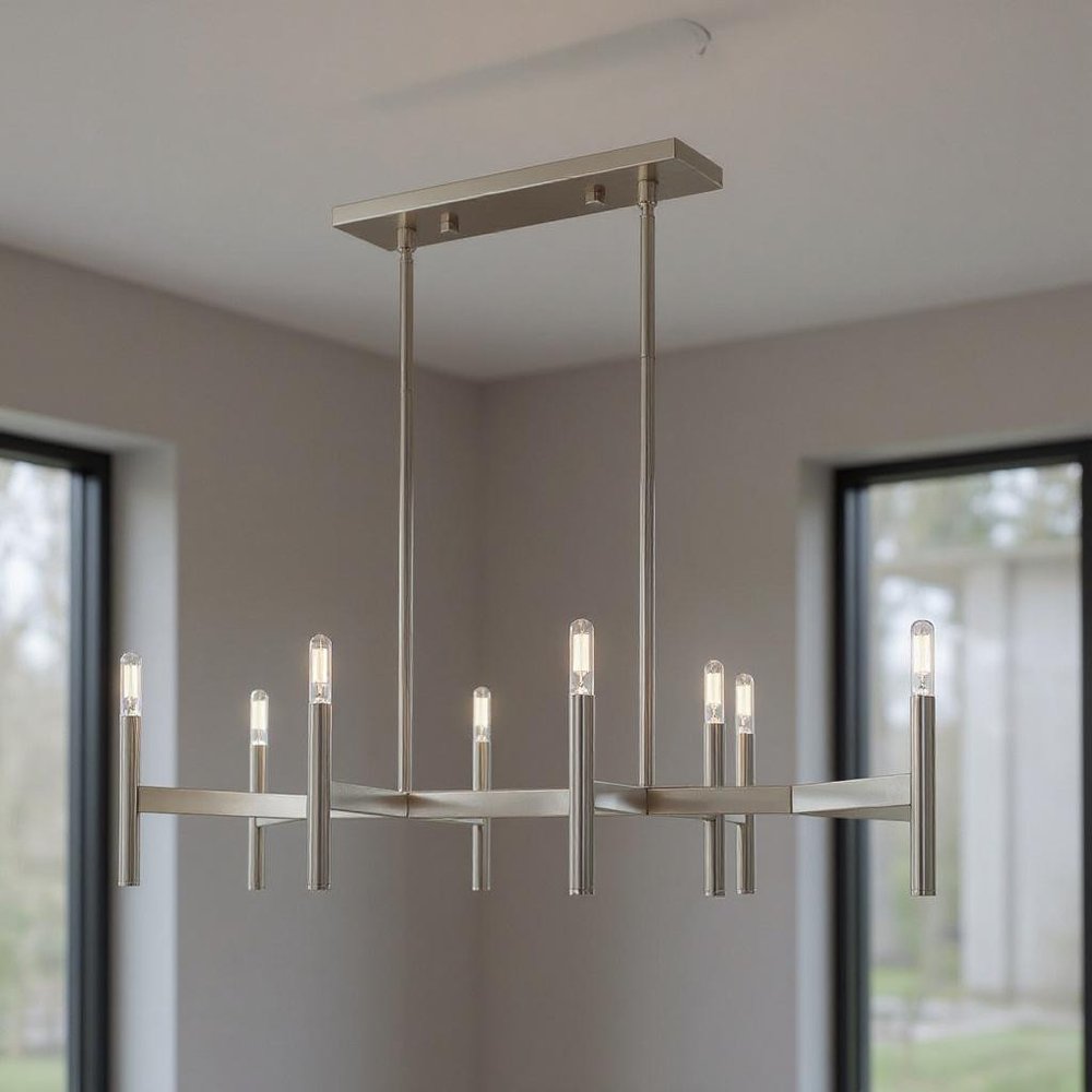 Eight Light Dimmable Chandelier With Shades