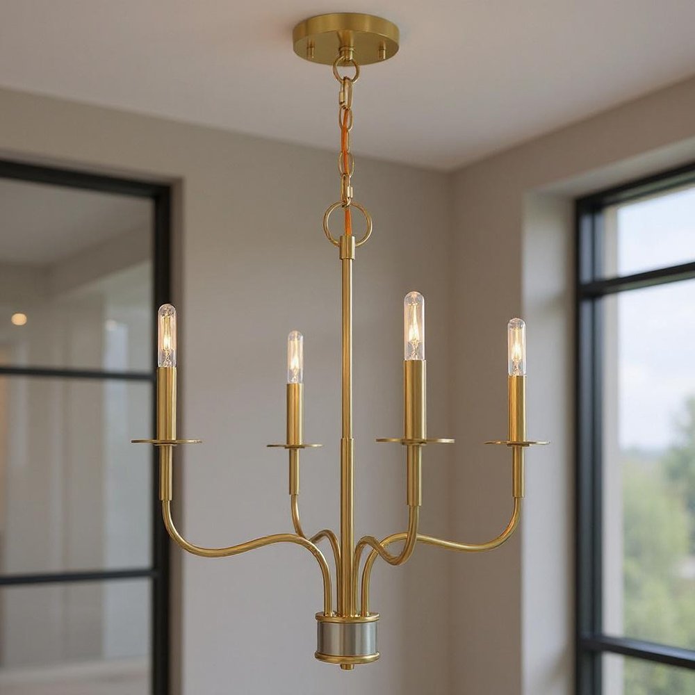 Four Light Dimmable Chandelier With Shades