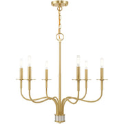 Six Light Dimmable Chandelier With Shades