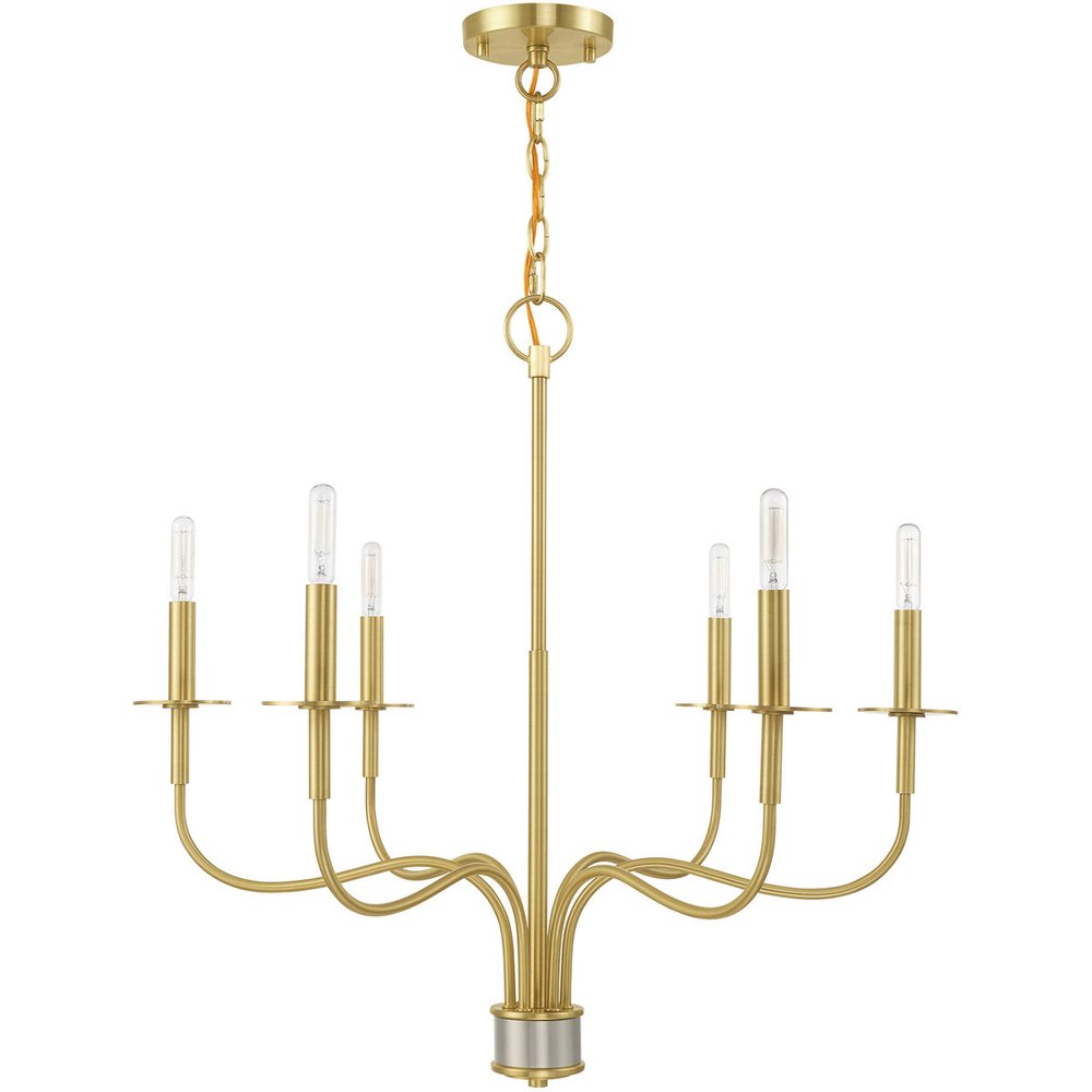 Six Light Dimmable Chandelier With Shades