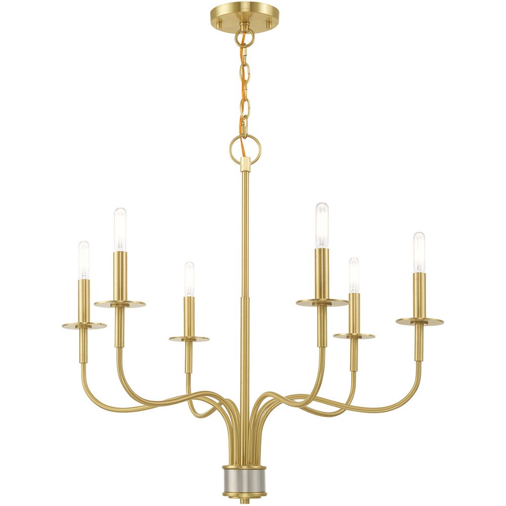 Six Light Dimmable Chandelier With Shades