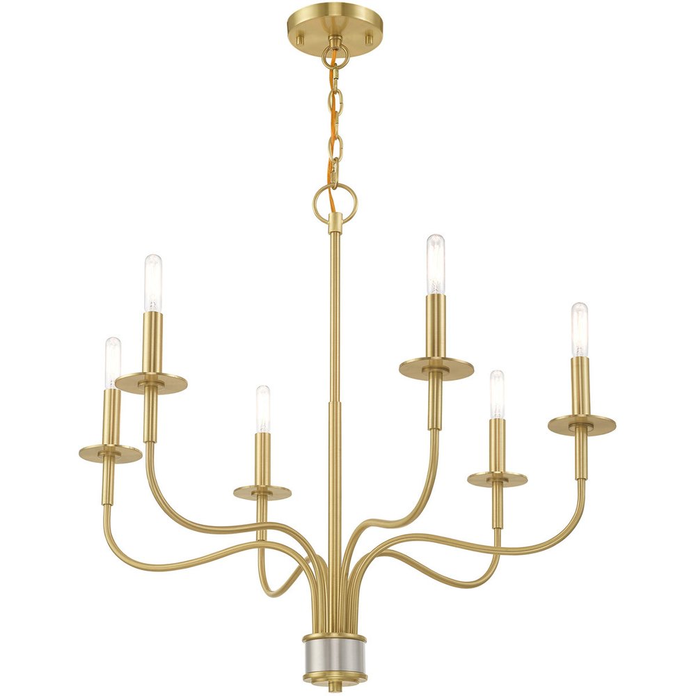 Six Light Dimmable Chandelier With Shades