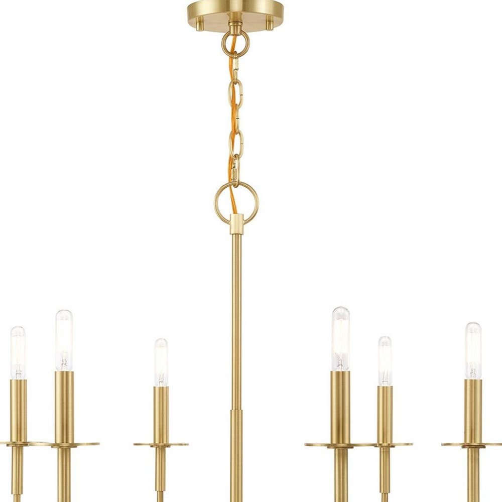 Brass Six Light Metal Dimmable Chandelier With Shades
