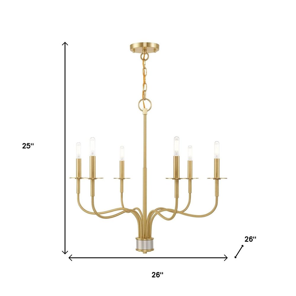 Six Light Dimmable Chandelier With Shades