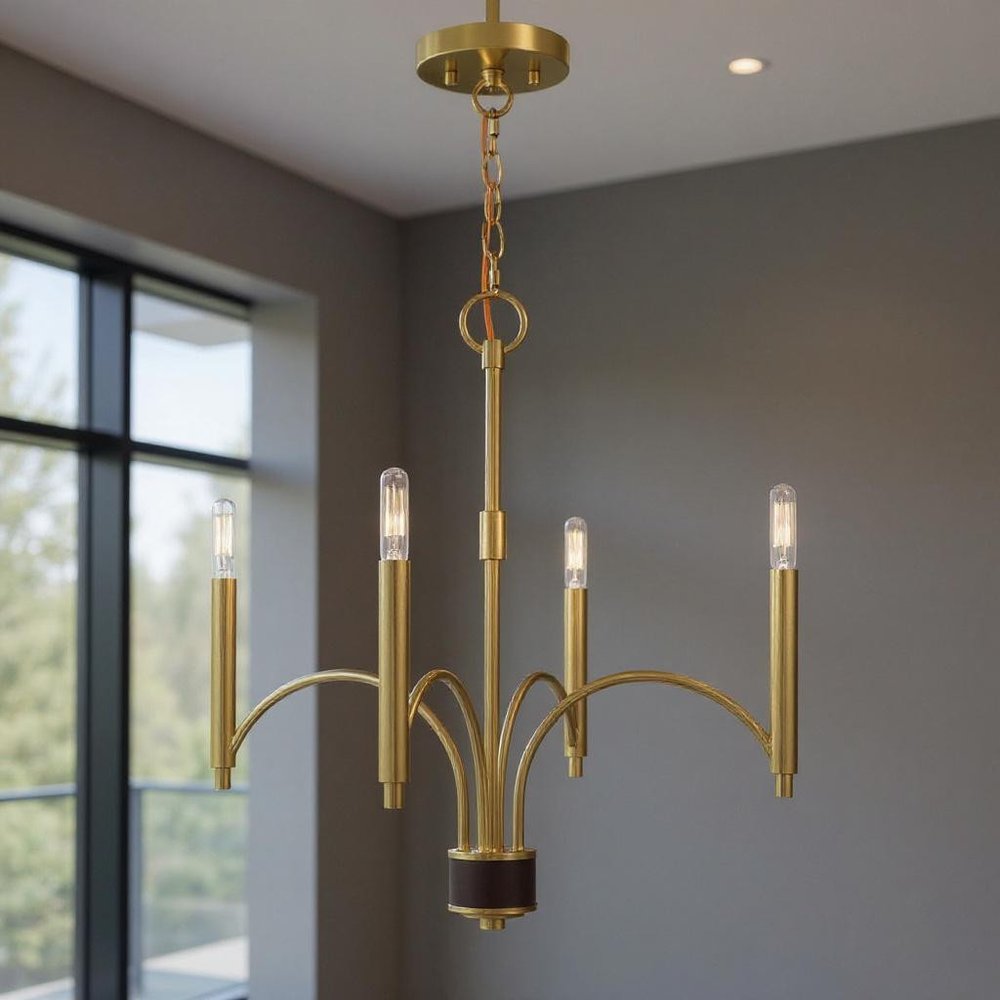 Four Light Dimmable Chandelier With Shades
