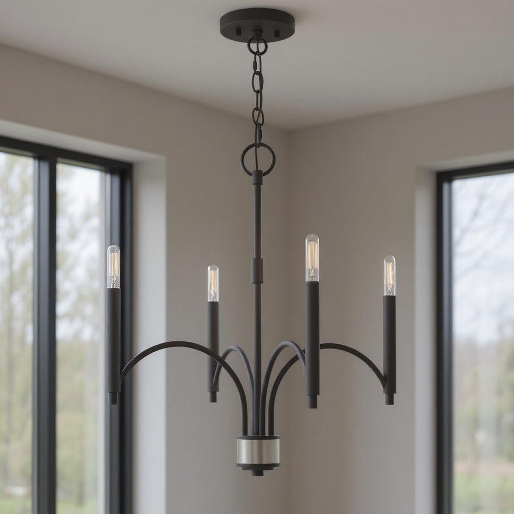 Four Light Dimmable Chandelier With Shades