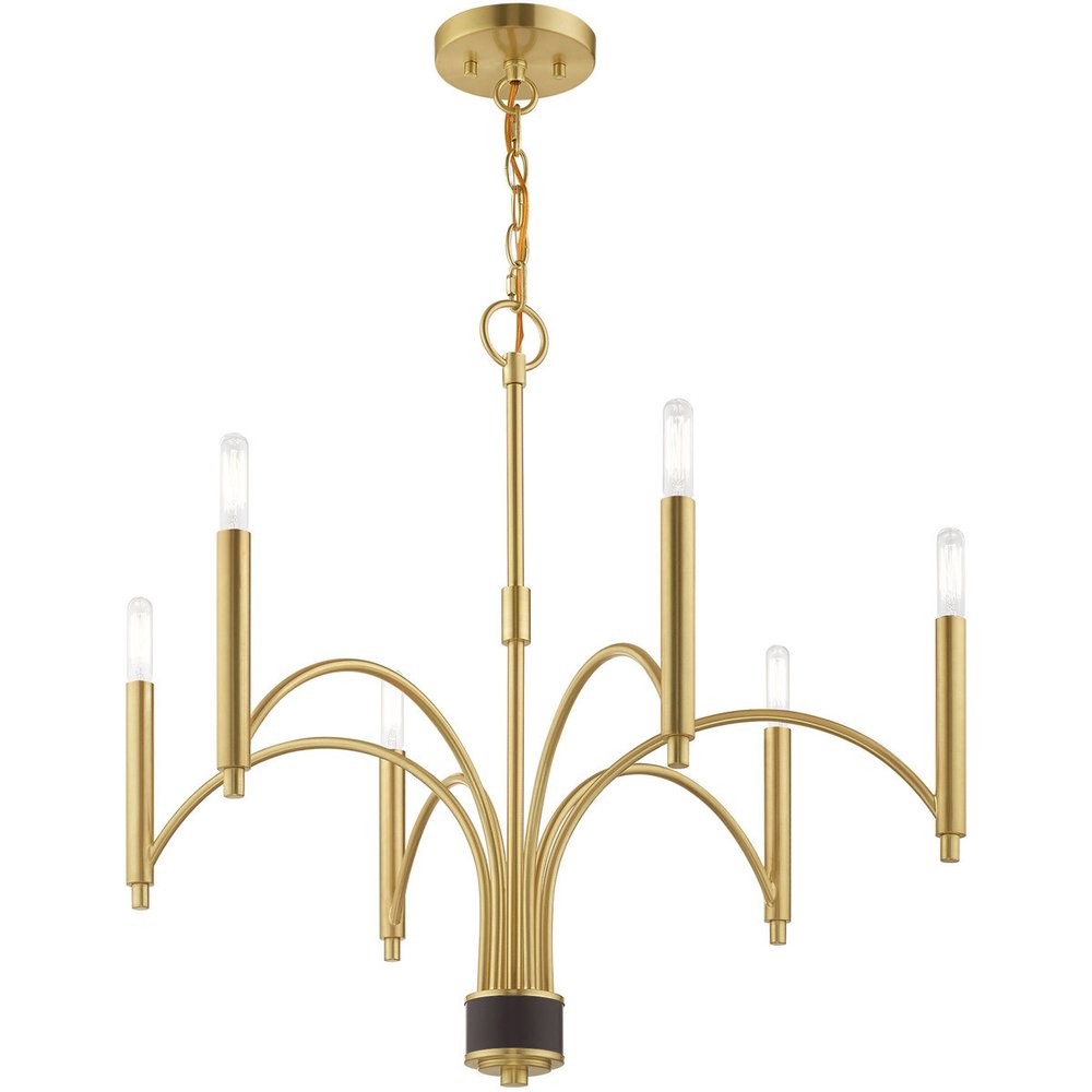 Six Light Dimmable Chandelier With Shades