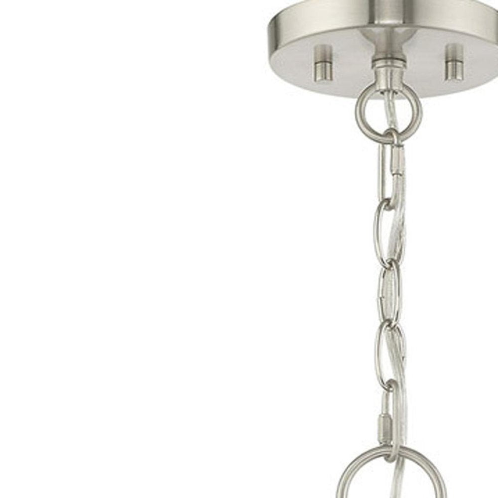 Nickel Six Light Metal Dimmable Chandelier With Shades