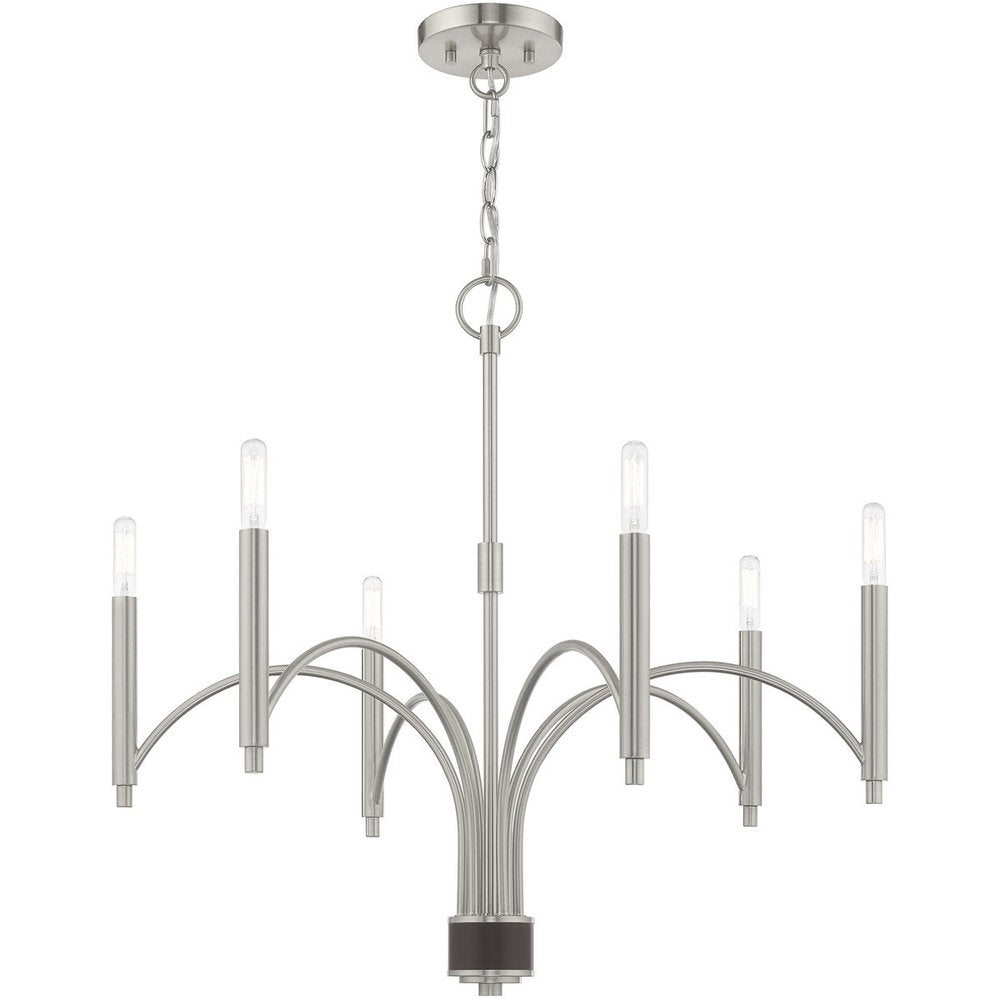 Six Light Dimmable Chandelier With Shades