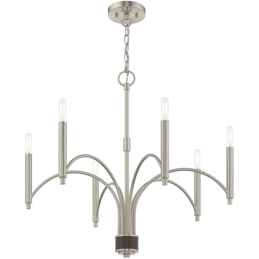 Six Light Dimmable Chandelier With Shades