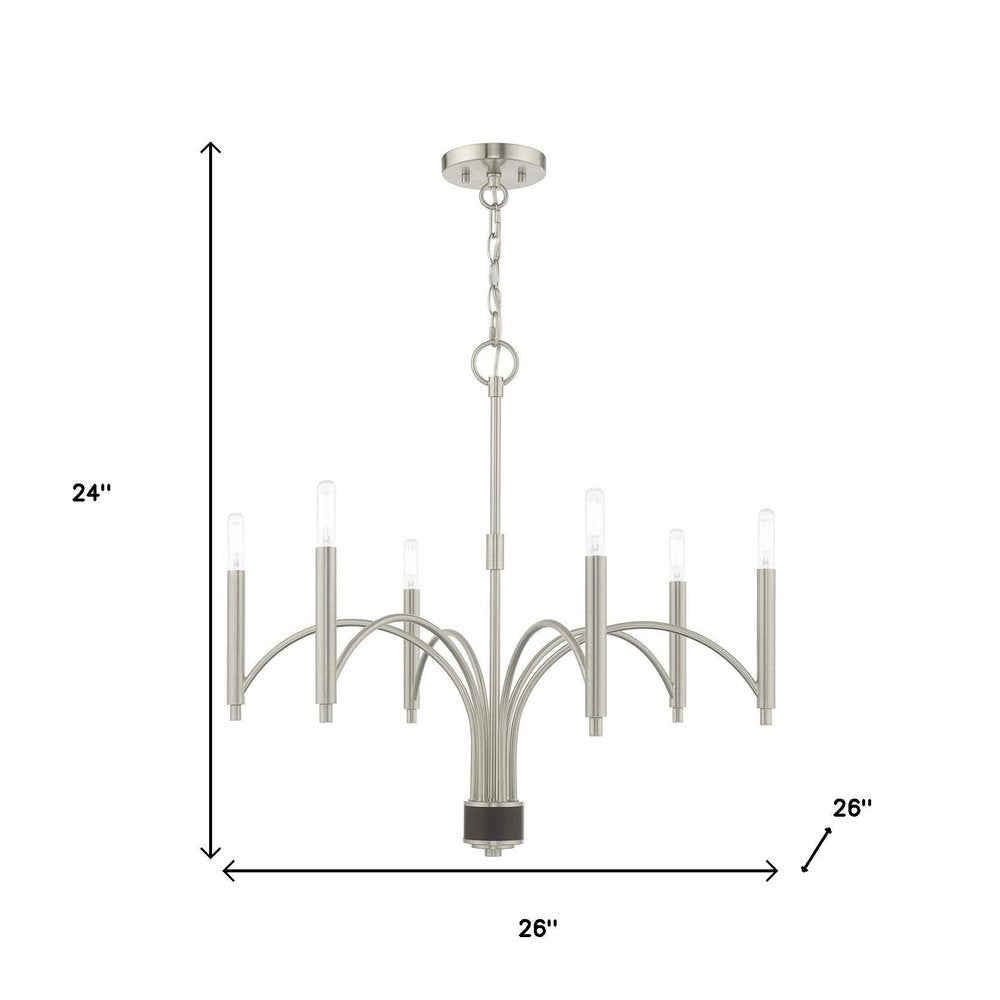 Six Light Dimmable Chandelier With Shades