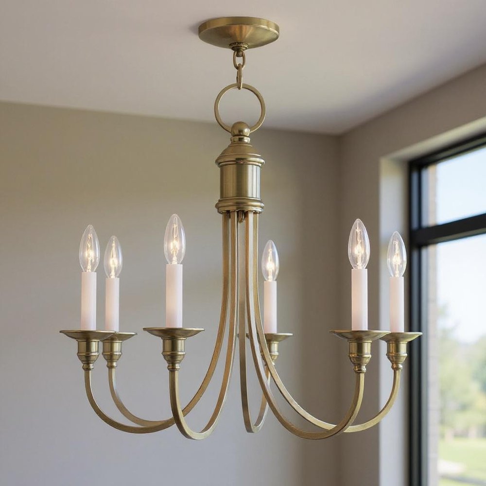 Five Light Dimmable Chandelier With Shades