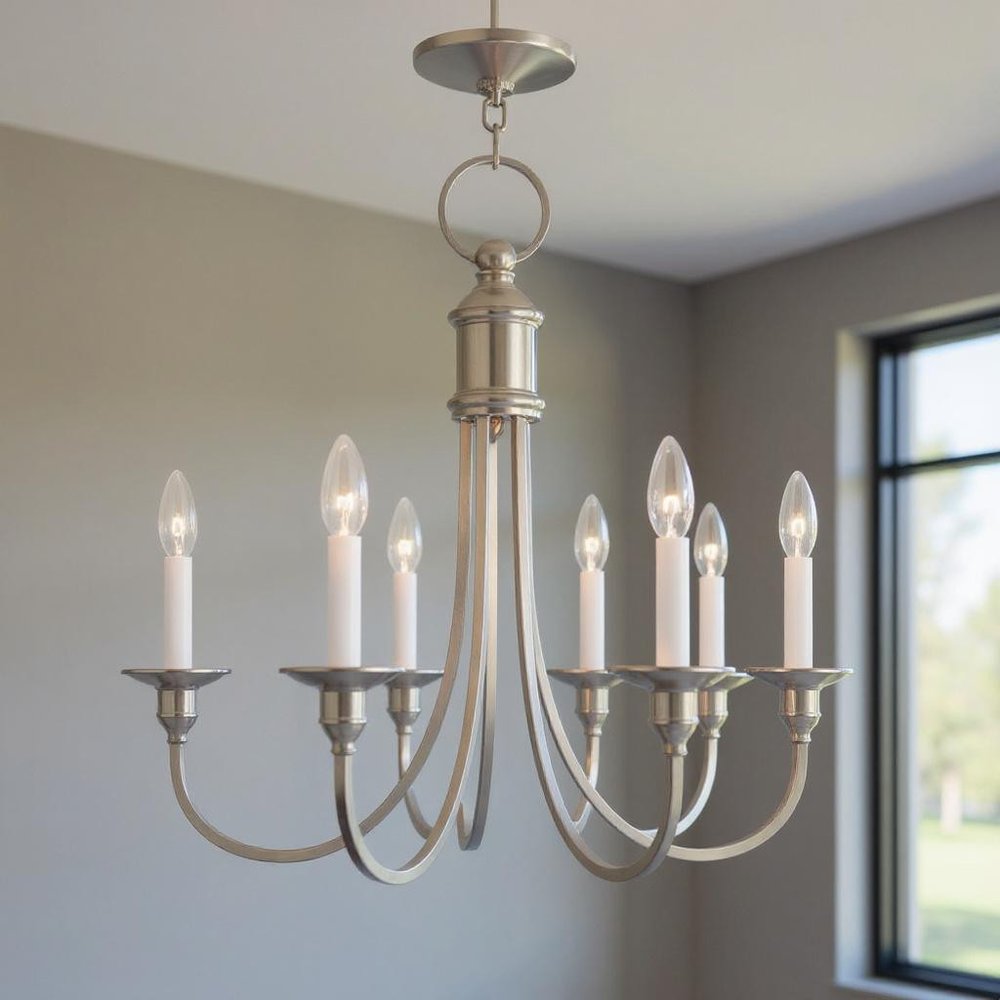 Five Light Dimmable Chandelier With Shades