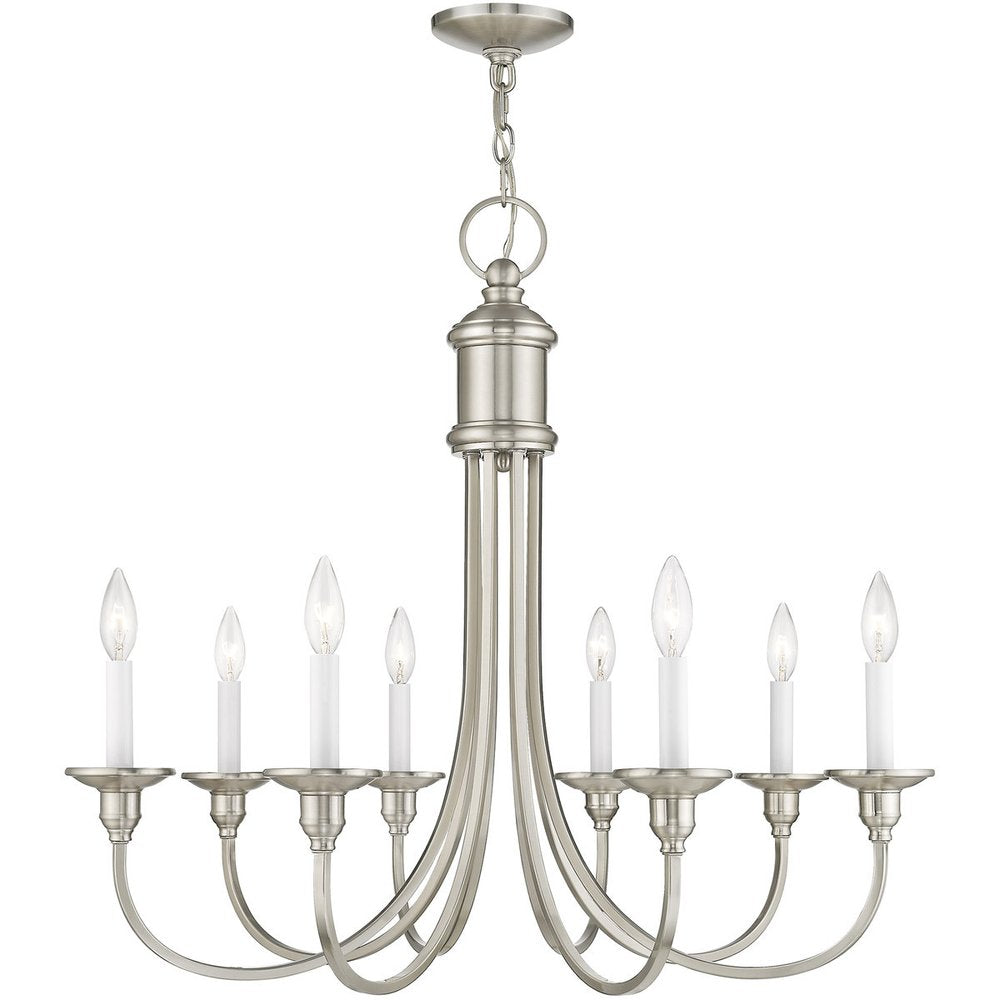 Eight Light Dimmable Chandelier With Shades